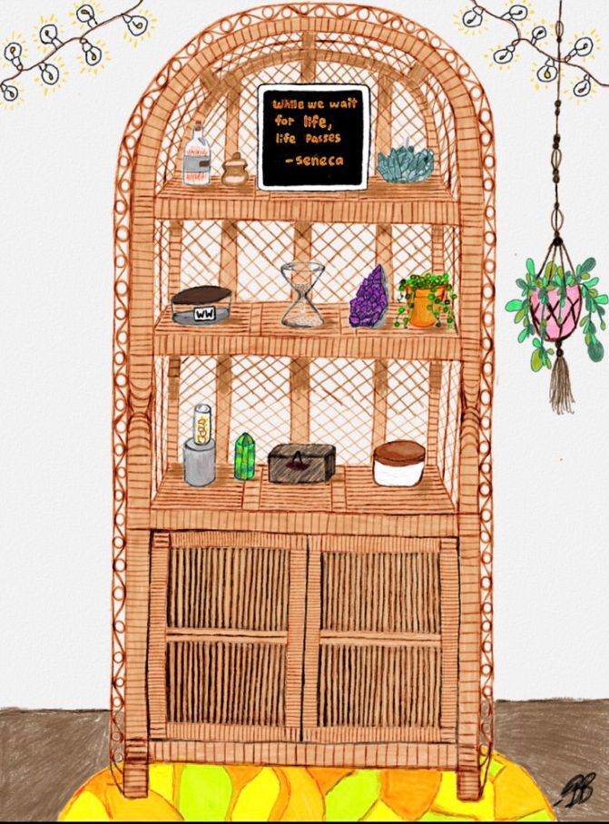 Wicker Shelf in My Room