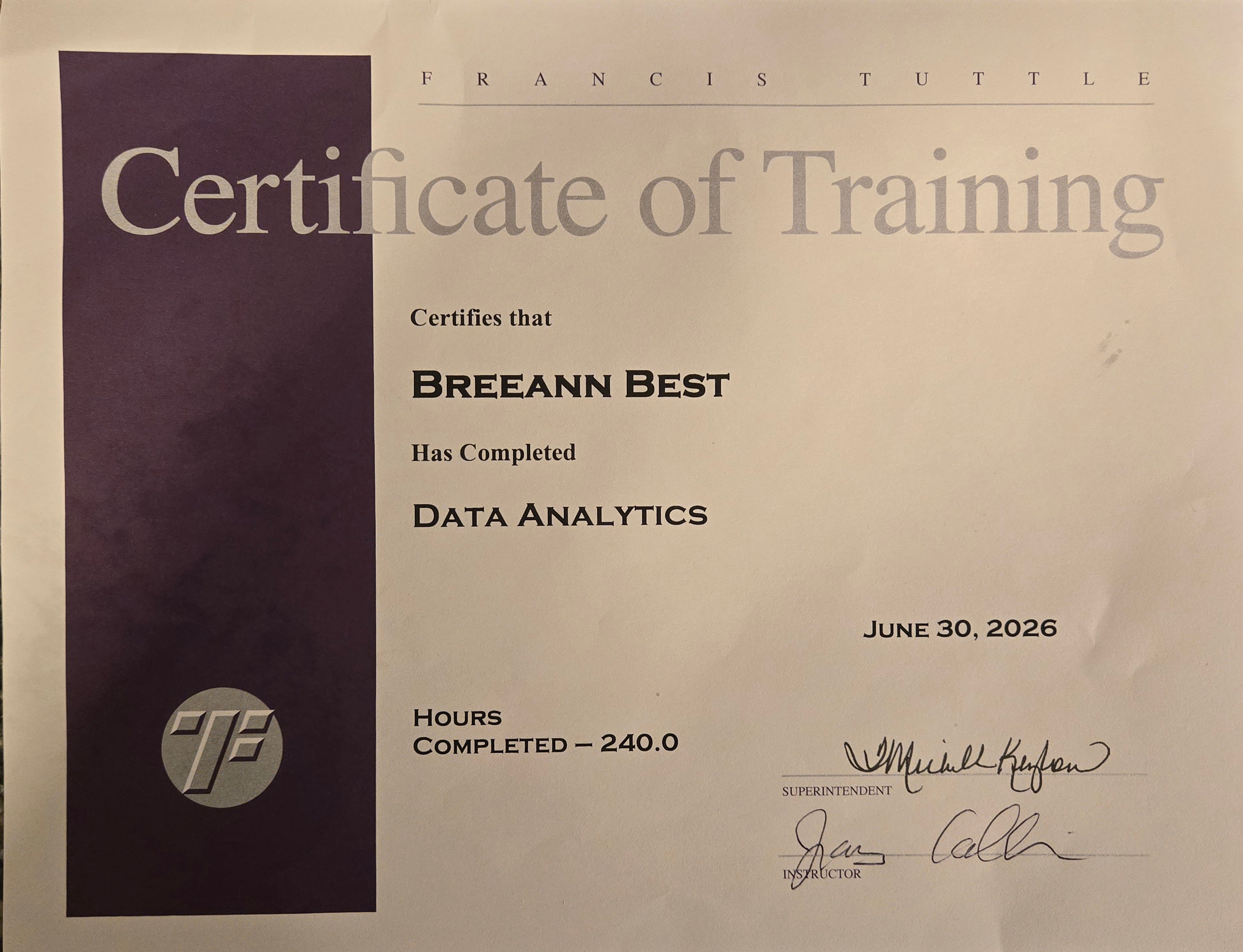 Data Analytics Certificate