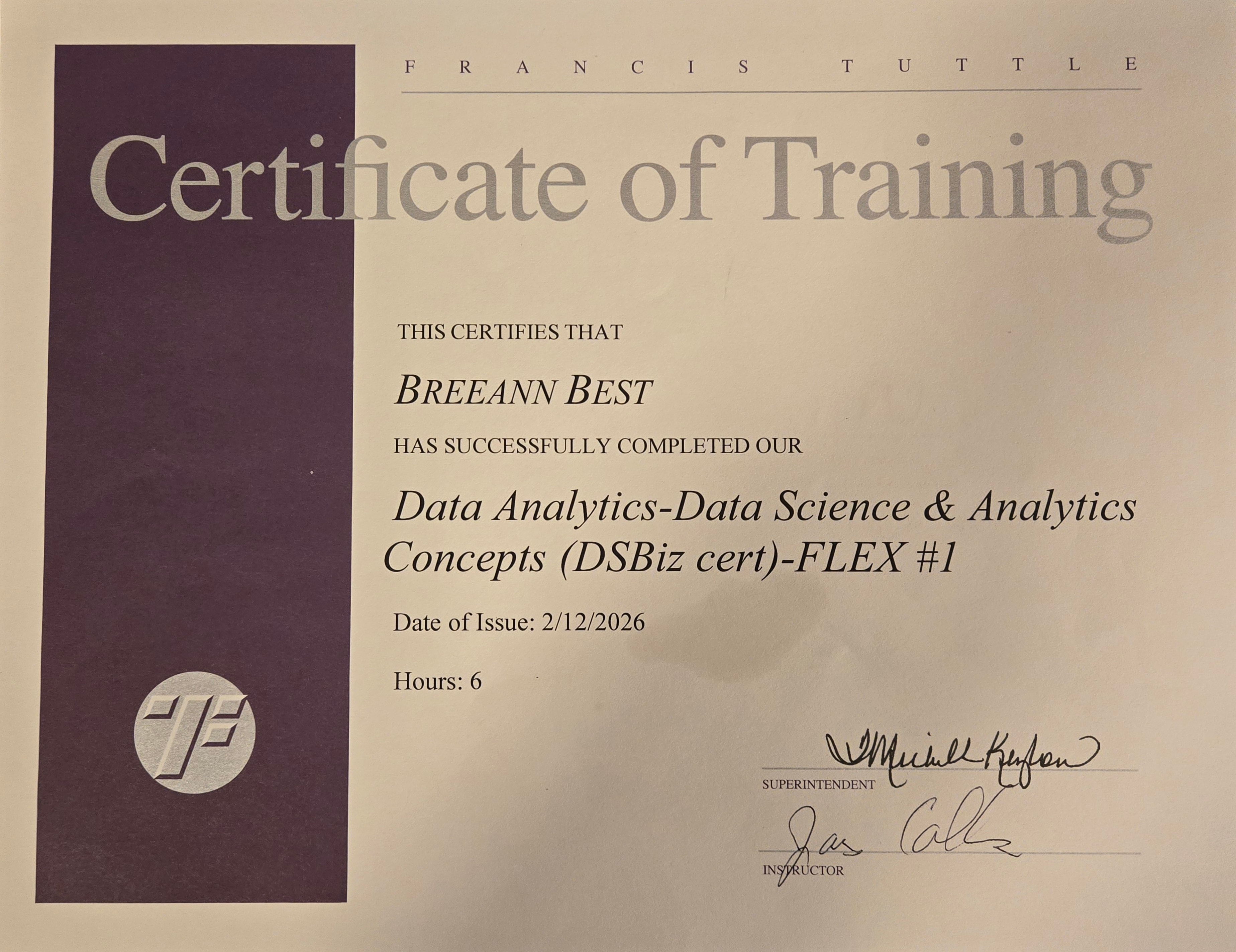Data Science & Analytics Concepts Certificate