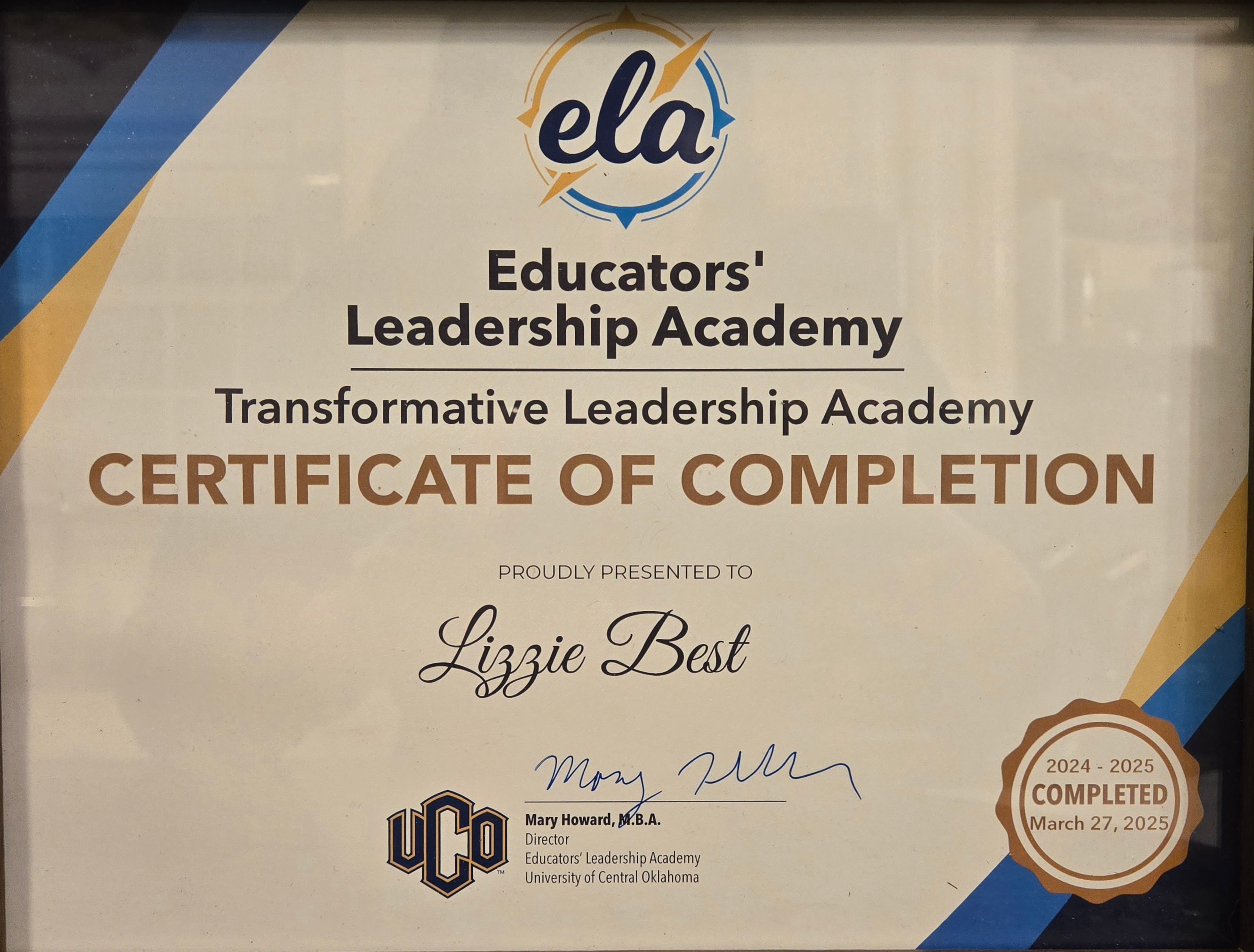 Transformative Leadership Academy Certificate