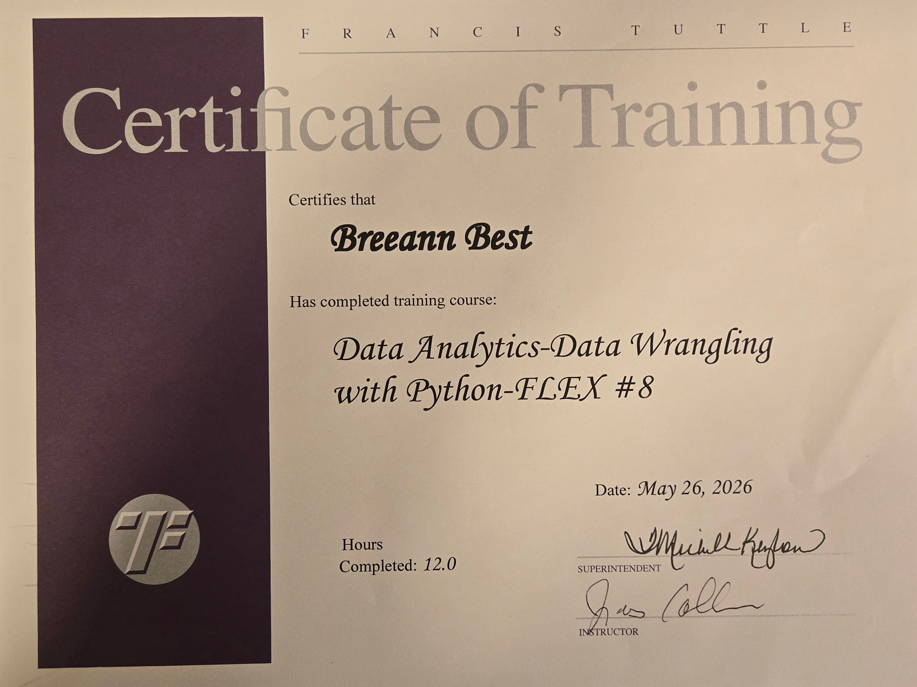 Data Wrangling with Python Certificate