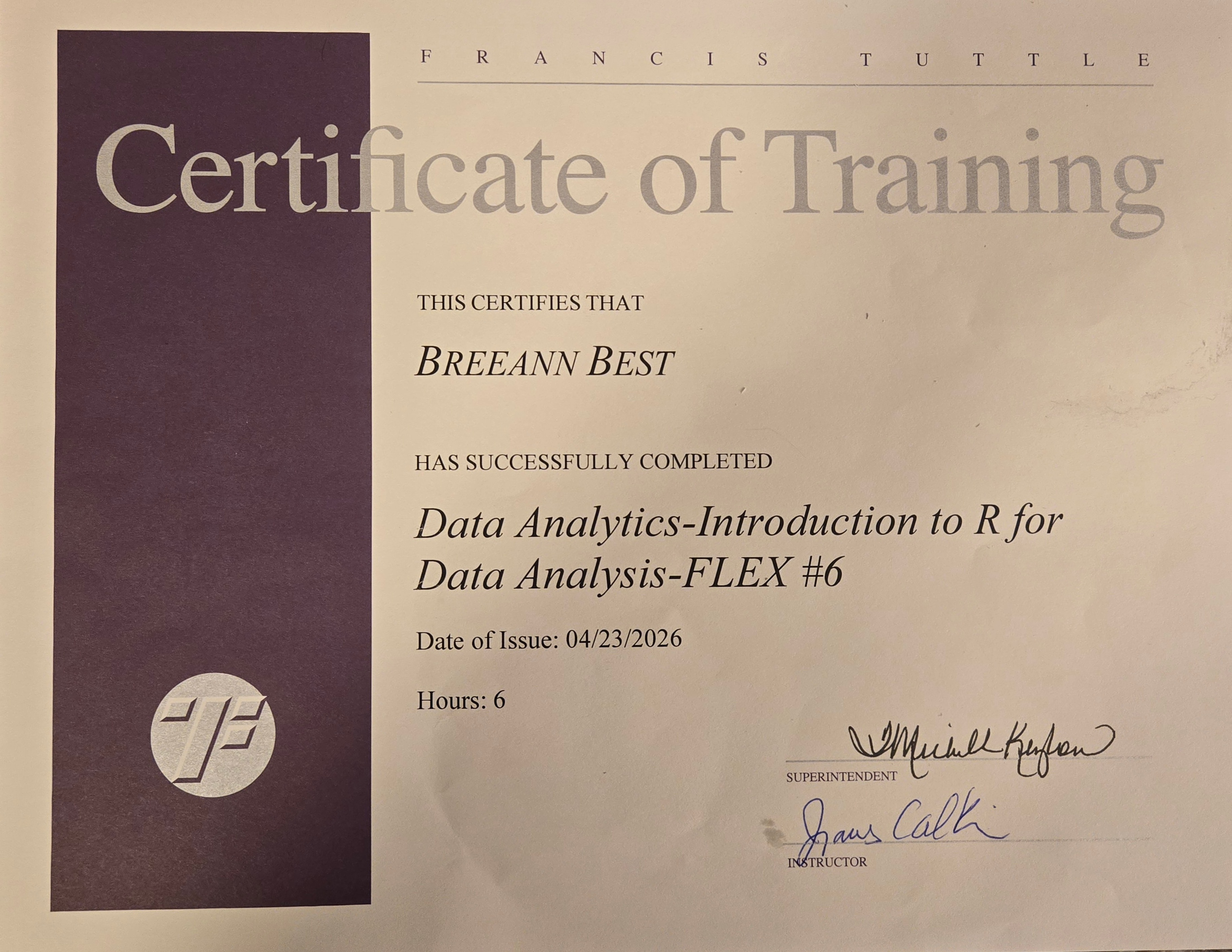 Introduction to R for Data Analysis Certificate