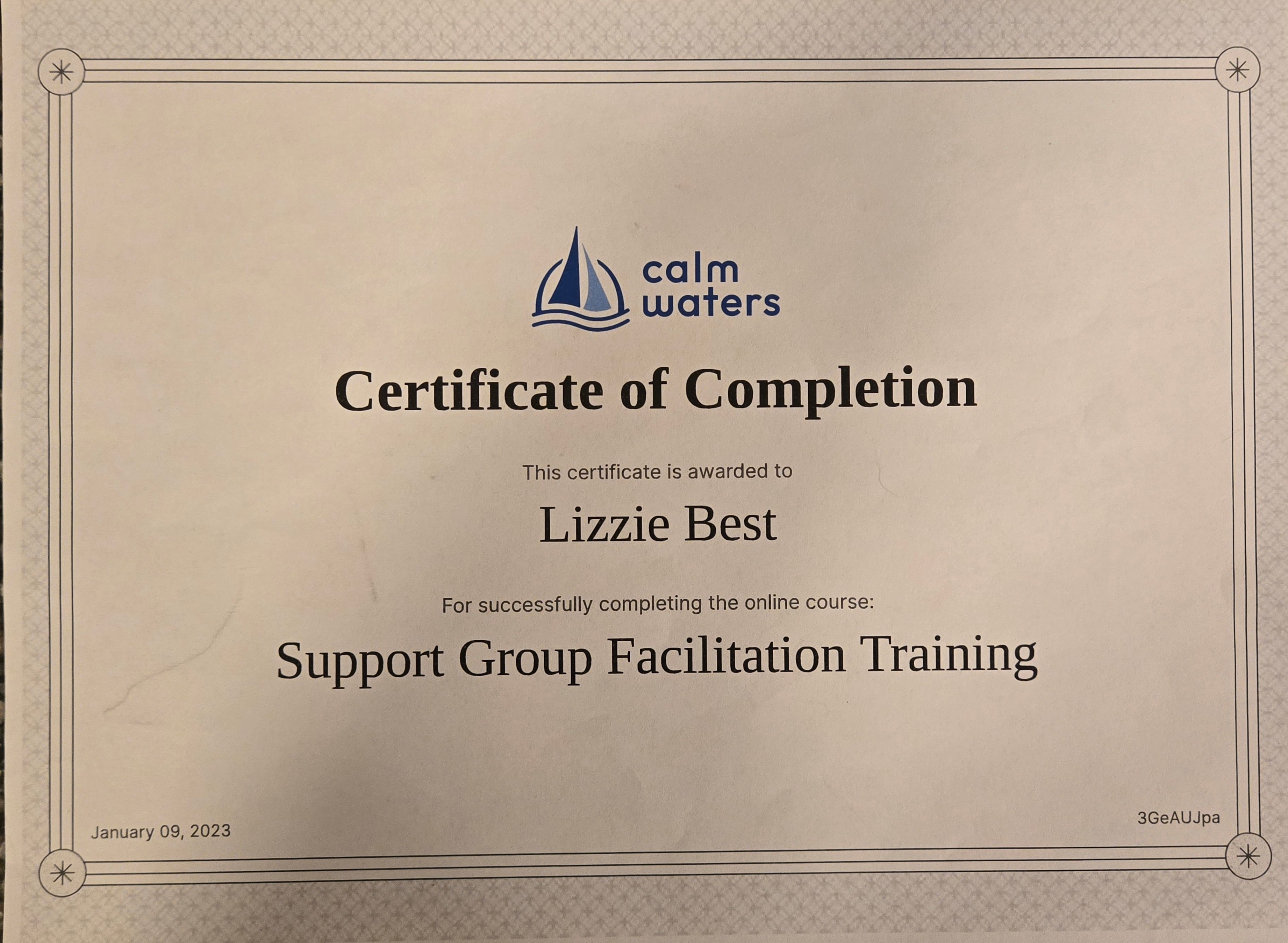 Support Group Facilitation Certificate