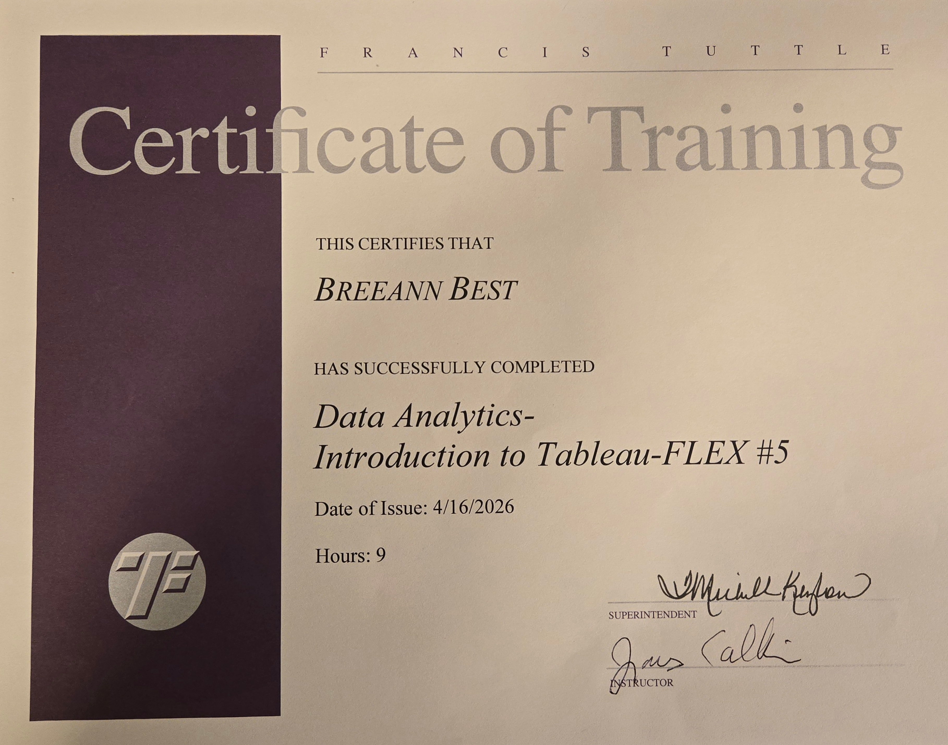 Tableau Certificate